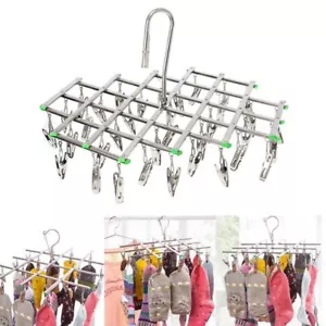 35Pegs Stainless Steel Laundry Sock Underwear Clothes Dryer Rack Hanger Foldable - Picture 1 of 12