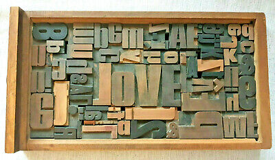 Holzbuchstaben Collage  LOVE  Unikat Setzkasten Wanddeco Art Deco Wandbild • 100€