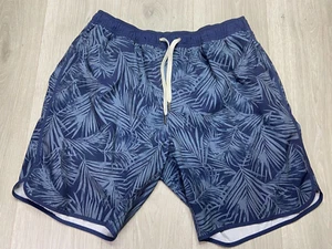 Fair Harbor Shorts Men XL Blue Tropical Palm 8.5" Lined Active Hybrid Athleisure - Picture 1 of 12