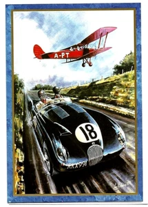 Jaguar C Type & Bi-Plane Simon Elvin Traditional Birthday Greetings Card x 10 - Picture 1 of 2