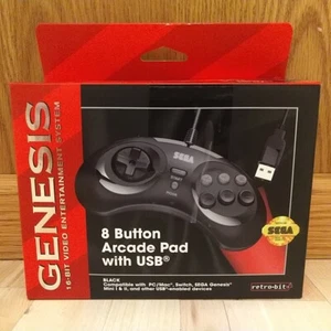 Retro-Bit Officially Licensed Sega Genesis USB Controller Arcade 8-Button Pad - Picture 1 of 8