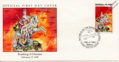 1945 WWII Allied Aircraft BOMBING OF DRESDEN / Meissen Porcelain Stamp FDC - Image 1 of 3