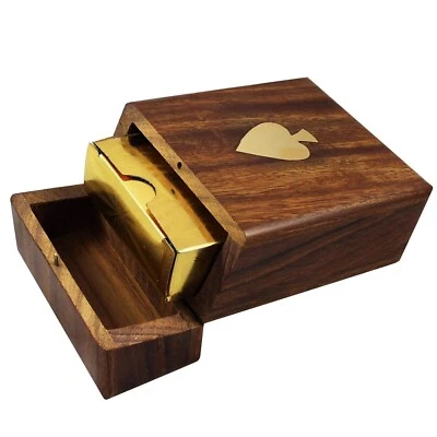 Waterproof Playing Cards with a Wooden Gift Box, Gold Plated - Image 1 of 3
