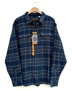 Orvis Flanellshirt Herren XXL blau kariert Shacket Taschen schweres Holzfäller - Bild 1 von 2