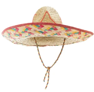 TRADITIONAL MEXICAN HAT FANCY DRESS SOMBRERO STRAW HAT LARGE COSTUME WESTERN - Picture 1 of 2