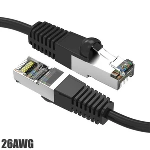 0.5FT Cat5E RJ45 Ethernet LAN Network FTP Shielded Cable Copper Gold 26AWG Black - Picture 1 of 5
