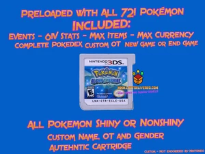 Pokemon Alpha Sapphire Version Enhanced! Loaded With All 721 + 6iv Nintendo 3ds - Picture 1 of 11