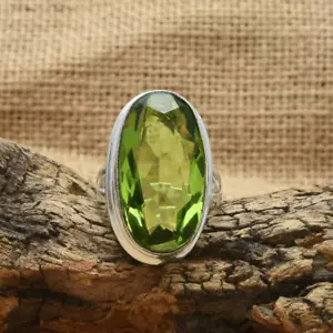 Schön Peridot Topas Edelstein 925 Sterling Silber Handgemacht Ring Alle Größe - Bild 1 von 5