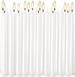 30 Pack of 10 Inch White Unscented Taper Candles-8 Hour Long Burning Dripless... - Picture 1 of 5