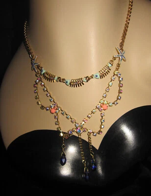 BETSEY JOHNSON SHELL SHOCKED FISH BONES STARFISH AND BLING NECKLACE - Image 1 of 4