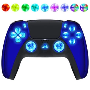 Blue Chrome Silent Modz LED Light Up Buttons Wireless Custom Controller for PS5 - Picture 1 of 2