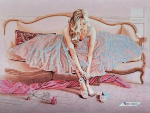 Bead Embroidery Kit DIY Beaded Stitching Stamped Needlepoint Ballerina ta-149(2) - Picture 1 of 19