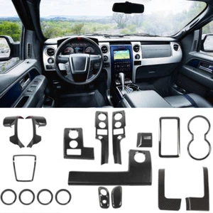 21x Full Set Interior Decor Trim Cover For Ford F150 Raptor 2009-14 Carbon Fiber - Picture 1 of 9