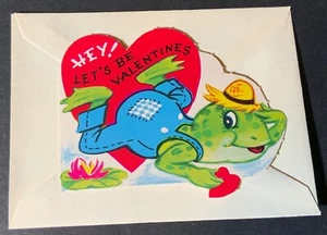 VTG Fuld Valentine Card UNUSED Anthropomorphic Frog “Hey Let’s Be Valentines” - Picture 1 of 4