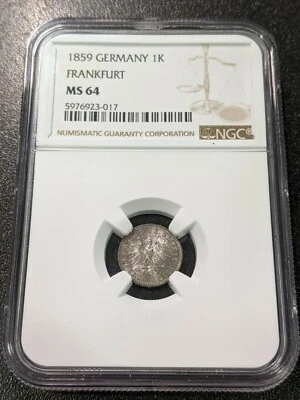 1859 MS64 Germany Frankfurt Silver Kreuzer KM 357 NGC 2 Graded Higher - Image 1 of 4