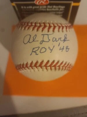 Alvin Dark 1948 Roy Autografiado Béisbol Boston Braves JSA Foto 1 de 3