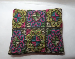Antique Folk Art Embroidered Pillow Sewing Pin Cushion - Picture 1 of 3