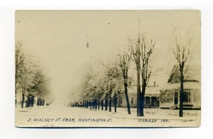 Wabash Indiana, nieve, E. Walnut St de Huntington St, postal RPPC - Imagen 1 de 2