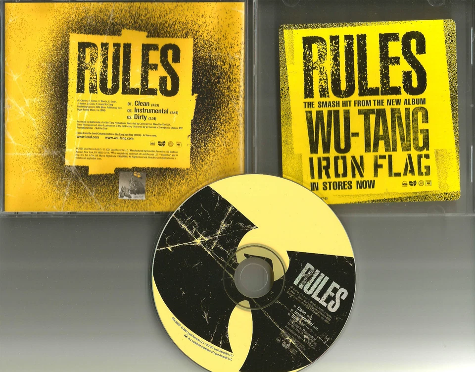 WU TANG CLAN Rules 3TRX  w/ CLEAN & INSTRUMENTAL PROMO DJ CD single 2001 USA Foto 1 de 1