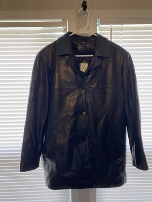 Casaco de couro preto feminino Field Gear médio - Imagem 1 de 3