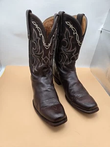 VintageTony Lama Cowboy Western Boots Men's Size 10 Brown Leather Great Conditi - Picture 1 of 12
