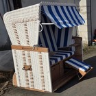 Original Strandkorb Vermieter Modell Nordsee blau weiß + Tisch robust langlebig