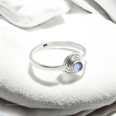 Anillo de plata esterlina 925 banda de piedra labradorita tercer ojo chakra joyería EE. UU. 7 Foto 1 de 4