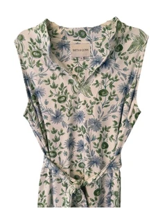 New Smith & Quinn Dress Sz: XL Birds Floral Blue Green White W/belt - Picture 1 of 24