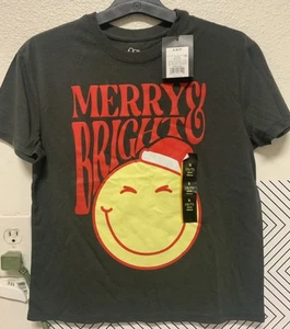 🥥 Art Class Boys Gray Santa Hat Smile Face Tee T-Shirt Size S (6/7)🆕 - Picture 1 of 4