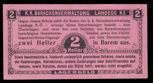 i-010257 Austria-Hungary 2 Heller 1914-18. POW Camp Mistelbach aUNC - Picture 1 of 2