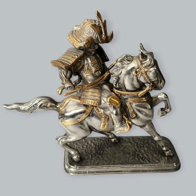 Antique Japanese Bronze Samurai Horsemen Warrior Kusunoki Masashige Statue  - Image 1 of 4