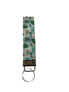 Starbucks Keychain Wristlet Coffee Peace Green Silver - Picture 1 of 3