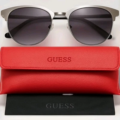 GUESS Мужские солнцезащитные очки GUNMETAL серебряная черепаха квадратный GU00052 08P w красный чехол! - Изображение 1 из 4