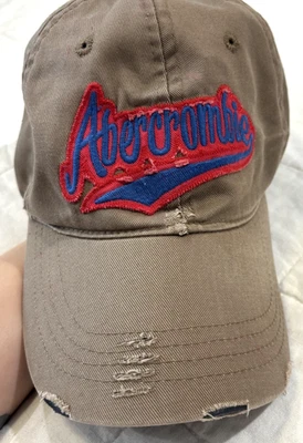 Vintage Abercrombie & Fitch Graphic Distressed Baseball Hat OSFM Brown - Image 1 of 4