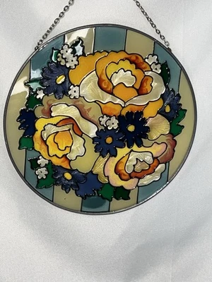 De Colección Joan Baker Designs Atrapasol Flores Vidrieras 6.5" Ventana Colgante Foto 1 de 3