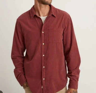 Marine Layer Shirt Mens Large Red Button Down Snap Long Sleeve Corduroy Adult - Image 1 of 4