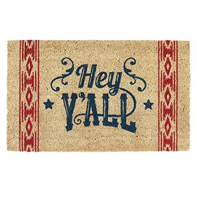  Natural Coir Doormat, Decorative Hello Mat, 18x30, Hey Y'all  - Image 1 of 4