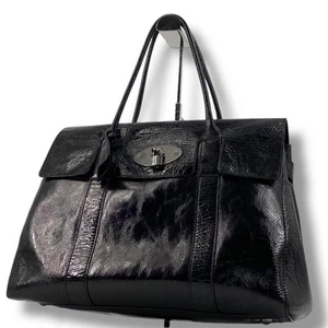 Autentica borsa a mano Mulberry Bayswater borsa da lavoro tote bag in pelle verniciata nera - Foto 1 di 14