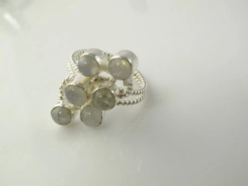 Appealing Genuine Moonstone Multi Stone Silver Plated Ring Size 7.75  MOR131 - Image 1 of 1