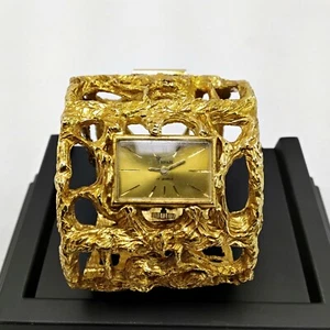 TRIFARI Watch / Bracelet Vintage 70s Gold Tone Jonathan Bailey Custom Design - Picture 1 of 17
