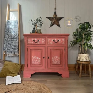 Solid Pine Sideboard Painted Boho Pink and White Floral - Picture 1 of 10
