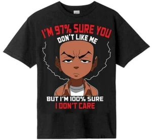 HUEY RILEY T-SHIRT. I'M 97 PERCENT SURE YOU DON'T LIKE ME. BLACK TEE. BOONDOCKS - Picture 1 of 3