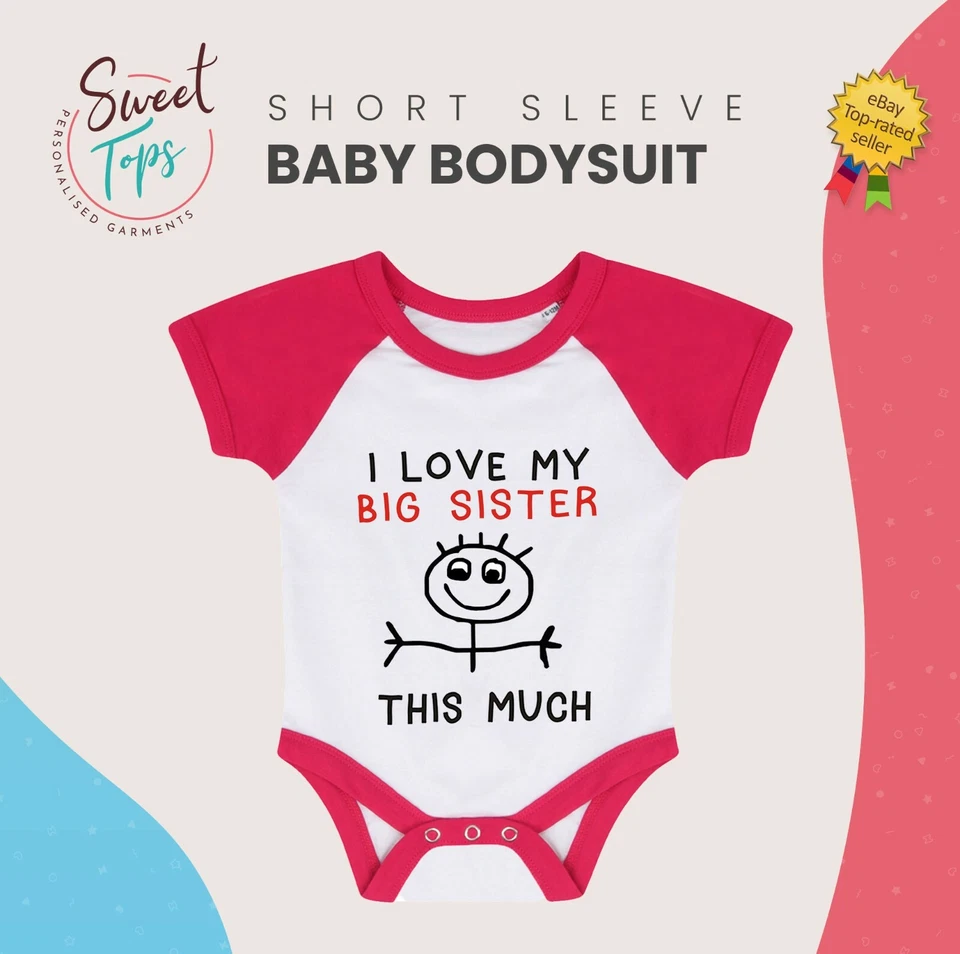 SWEET TOPS ICH LIEBE MEINE GROSSE SCHWESTER SO VIEL BABY BODY ANZUG MITWACHSENDE WESTE KIND KINDER GESCHENK