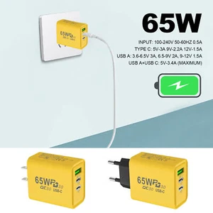 USB Power Adapter 65W Multi-Port Charging Phone Station With 3 Ports 100-240V - Photo 1 sur 14