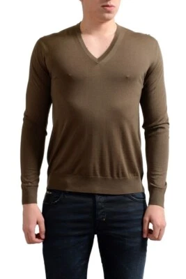 Prada Men's 100% Wool Brown V-Neck Pullover Sweater Size S M L XL - Image 1 of 3