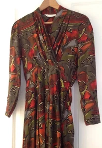 VINTAGE RETRO ST MICHAEL NEW WAVE MIDI TEA DAY DRESS TIE WAIST SIZE 10 VGC - Picture 1 of 6