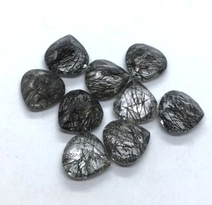 Herzschliff facettiert natürlicher schwarzer Rutilquarz AAA lose Edelsteinherstellung Schmuck - Bild 1 von 22