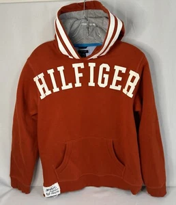 Tommy Hilfiger Hoodie Sweatshirt Boys Large 16/18 Orange Gray White Center Logo - Picture 1 of 4
