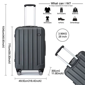 KONO Large 28Inch ABS Hard Shell Suitcase 4 Wheels Check In Luggage Travel Case - Picture 1 of 6