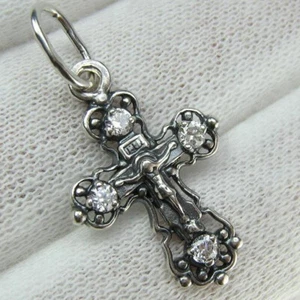 925 Sterling Silber Kreuz Anhänger Jesus Christus Kruzifix Gebet Schrift - Bild 1 von 12